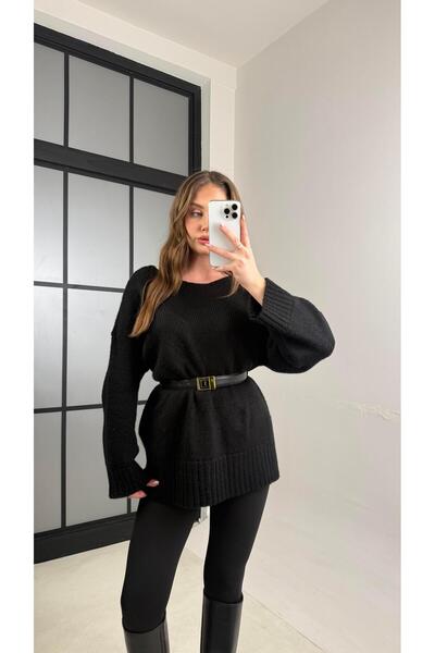 Gaus Siyah Arkası Dantel Detaylı Triko Kazak GAUS-01091 GAUS-01098