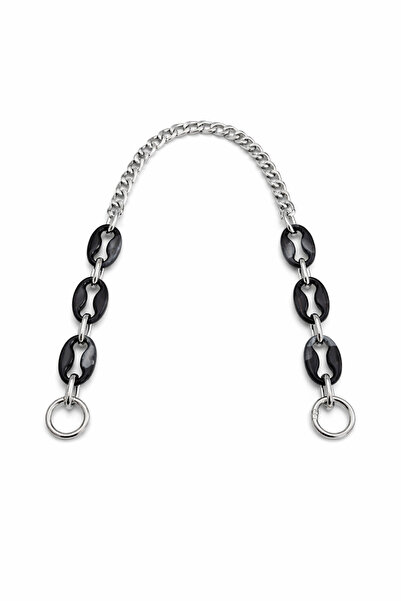 Nildenhobim Siyah Akrilik Detaylı Gümüş Renk Aksesuarlı El ve Omuz Çanta Askı...