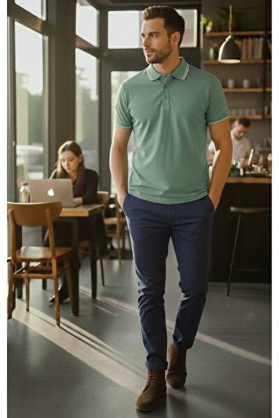 Lumora ERKEK ÇİZGİ DETAYLI POLO YAKA T-SHIRT