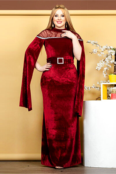 AsrymShop Sultana's winter dress, light velvet, brick red