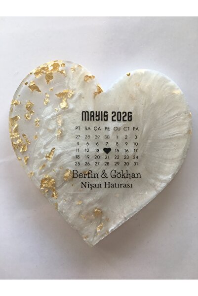 Sym Hediyelik 50 adet Gold Parçacıklı Takvimli Epoksi Magnet | Düğün, Nişan, ...