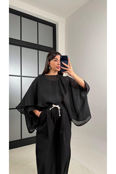 Gaus Siyah Transparan Premium Tasarım Pelerin GAUS-01110