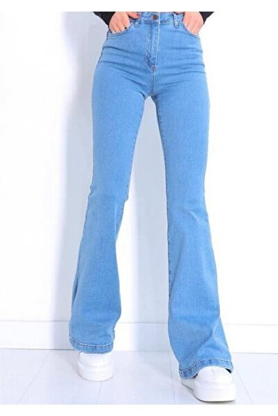 LİMABEL Tess Gold Non-Fading Light Blue High Waist Spanish Jeans (Extra Comfo...