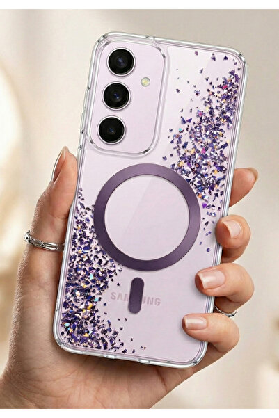 Rivor Galaxy A36 Uyumlu Kılıf Kamera Çıkıntılı Magsafe Özellikli Simli Pullu ...