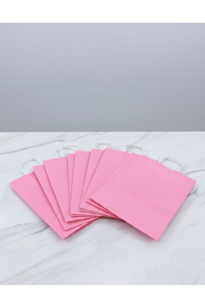 iğne izi 22x6 εκ. (12 τεμάχια) Χάρτινη τσάντα Kraft σε ροζ χρώμα, τσάντα δώρο...