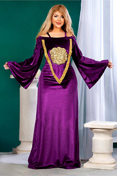 AsrymShop Lightweight velvet winter dress with gold sheen * mauve