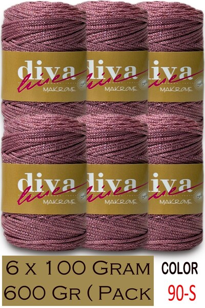 Diva İplik 2.5 mm Polyester Glitter Macrame Bag Cord (Pack of 6) 600 Gr - 90S