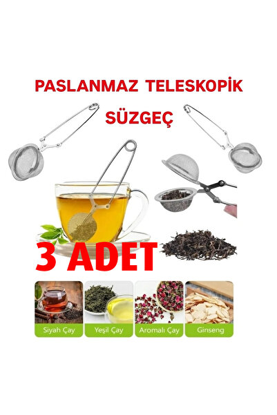 direkstoktan مصفاة شاي من الستانلس ستيل لتصفية الشاي العشبي / 3 قطع