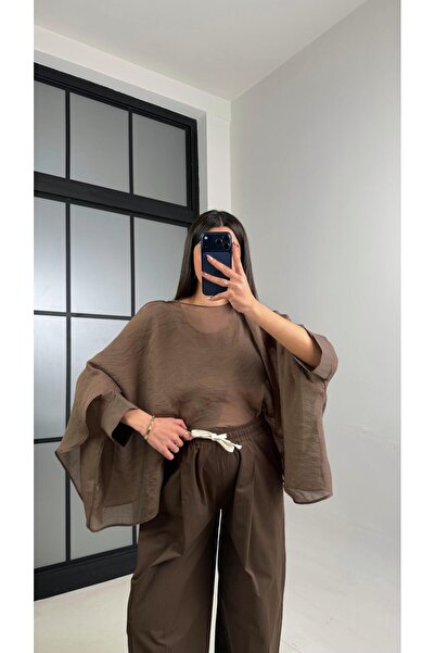 Gaus Kahve Transparan Premium Tasarım Pelerin GAUS-01110