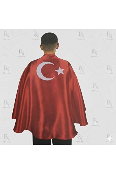 YCN TEKSTİL Çocuk Türk Bayrağı Temalı Saten Pelerin - 23 Nisan ve Milli Bayra...