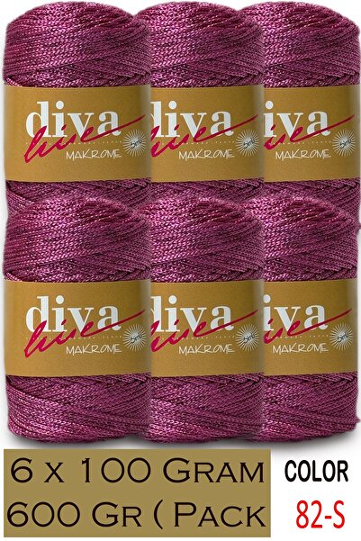 Diva İplik 2,5 mm Polyester Simli Makrome Çanta İpi ( 6 lı Paket ) 600 Gr - 82S