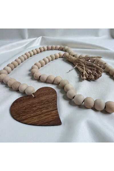 diclecollection Decorative Wooden Heart Detail Wooden Beaded Decorative Ornam...