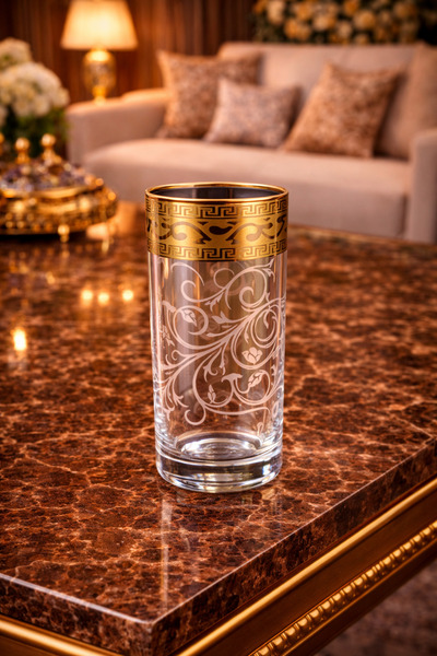 BYART Luxurious glass set with gold embellishment – ​​6 pieces, elegantly des...