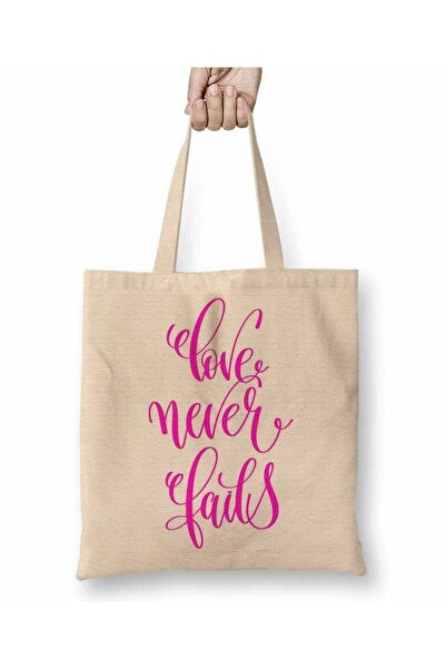 Toyaso Love Never Fails Geantă de pânză albă Geantă de cumpărături cu mâner l...