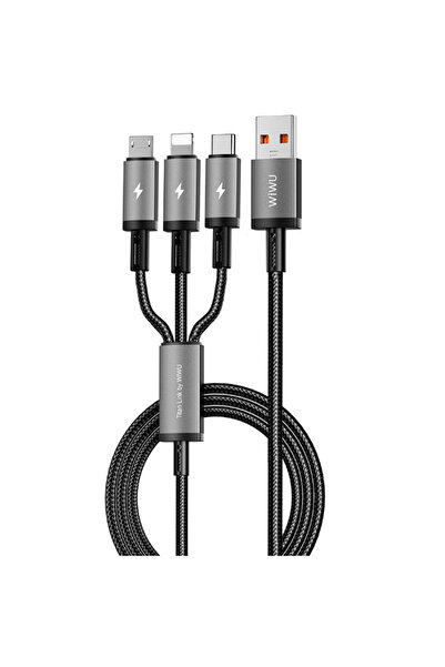 WIWU كابل شحن TITAN LINK Series بقوة 66 واط، من نوع USB-A إلى Type-C + Lightn...