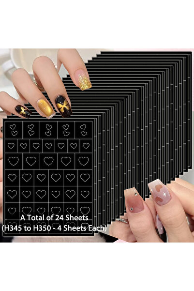 Choice style10 (24 Sheets) 3 TO 24 Sheets Black White Nail Art Stencil Sticke...