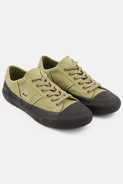 Lacoste Women Sideline 0120 Lace Up Closed Toe Casual Shoes, Sage Green/Black