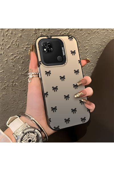 CASEVIBE Redmi 9C Uyumlu, siyah kurdele bowlu, darbeye dayanıklı telefon kılıfı