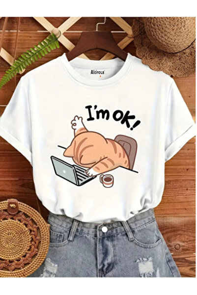 ALCİNOUS تي شيرت قطني مطبوع كبير الحجم للجنسين