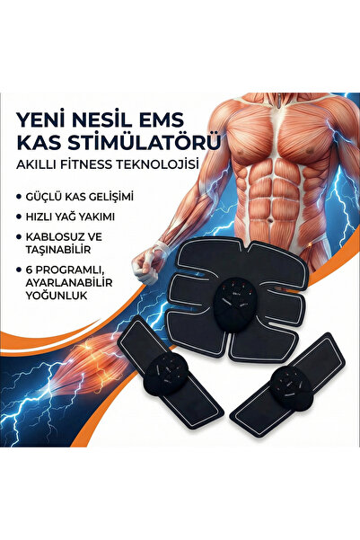Kablosuz EMS Kas Stimülatörü Seti, Karın ve Göbek Sıkılaştırıcı, 6 Modlu