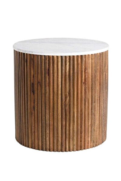 Generic Homez side table wood and marble, 55*55*55cm