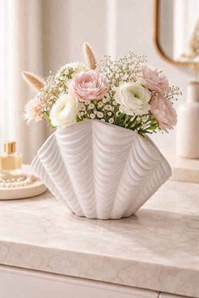 Nar Seramik Iskandinav Tarzı İstiridye Vazo