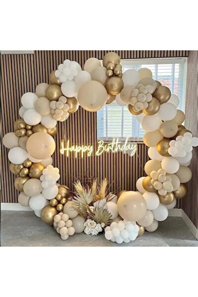 Parti Düşleri 80 adet Gold, Deniz Kumu, Beyaz Balon Zincir Seti