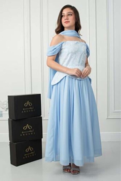arushi Nove Chiffon Georgette Dress Sky Blue