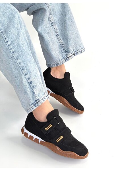 Lisinya Tunga Black Suede Velcro Sneakers - Tygoo