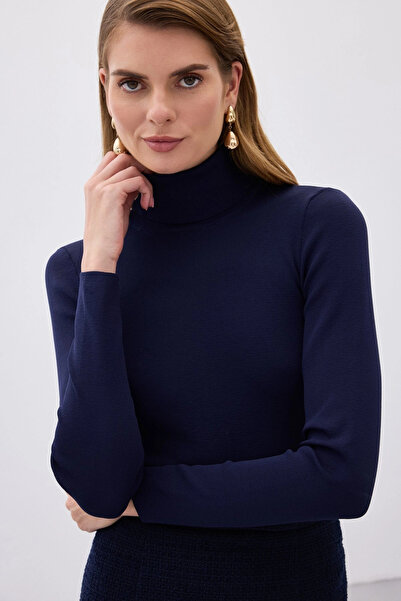 Sateen Full Fisherman's Knitwear - Navy Blue