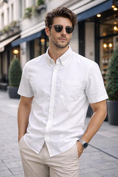 ALnama Men's classic summer shirt with short sleeves
