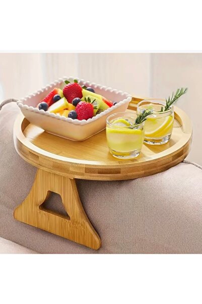 Hane216 Bambu Ayarlanabilir Koltuk Sehpası , Katlanabilir Koltuk Kenarı Tepsi...