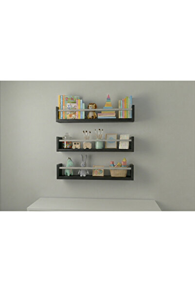 EGN WOODS 80X9X3 Black Mdf Baby Room Organizer Children's Room Montessori Edu...