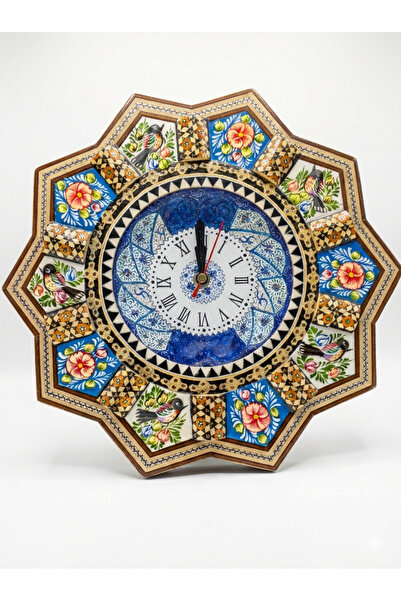 Arsita ساعة حائط مطلية بالمينا من هاتم 30 سم - ساعة ديكور مصنوعة يدويًا