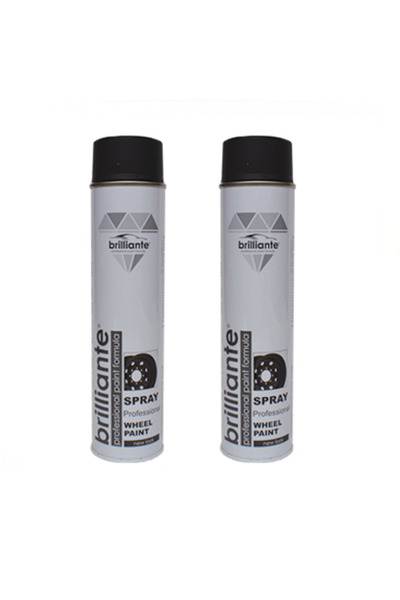 BRILLIANTE Pachet 2 x Vopsea Spray pentru Jante Negru Mat 600 ml