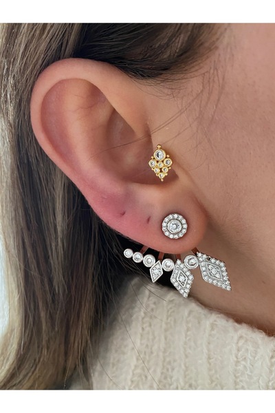 Pinery Jewels Üçgen Zirkon Taşlı Kadın Küpe Çifti