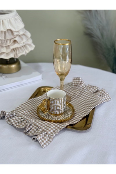 KaiAtelier غطاء صينية من الكتان المزخرف من سيينا