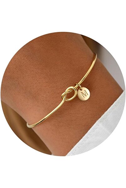 Genenic Gold Initial Bracelets for Women - Dainty Gold Knot Letter A-Z Initia...