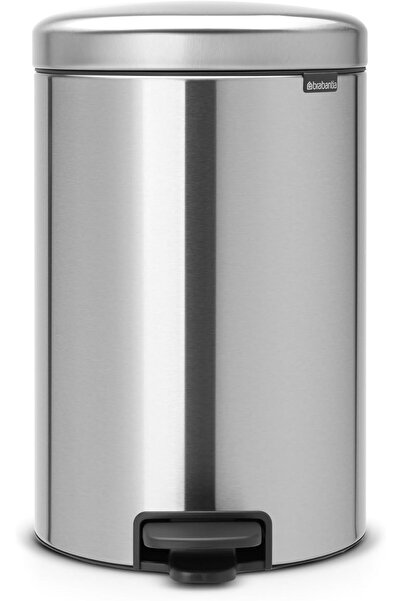 Brabantia NewIcon Pedal Bin with Plastic Inner Bucket, 20 Litre, Matt Steel