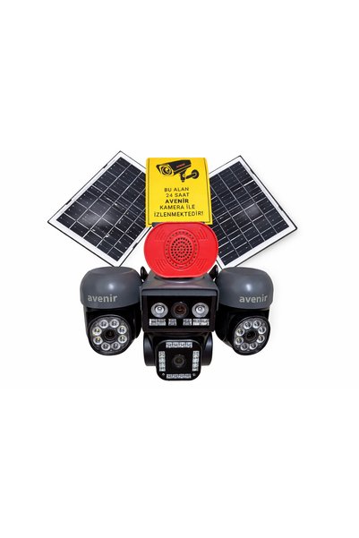 AVENİR S446 4 Kameralı | 3 Motorlu PTZ + 1 Sabit Kamera | Solar | Telefon Kontrol