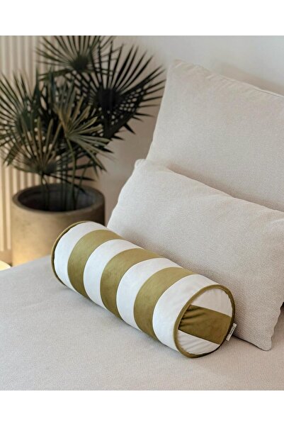 Hestia Home Pernă cilindrică din catifea cu dungi