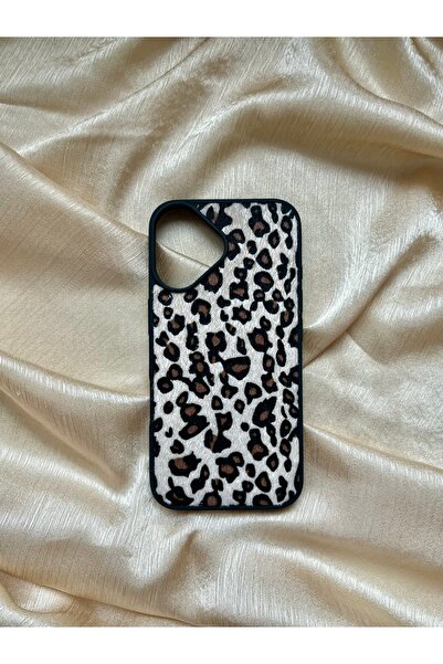 D&Z ACCESSORİES غطاء هاتف سيليكون بنمط الفهد ذو ملمس مخملي مع إطار أسود متواف...