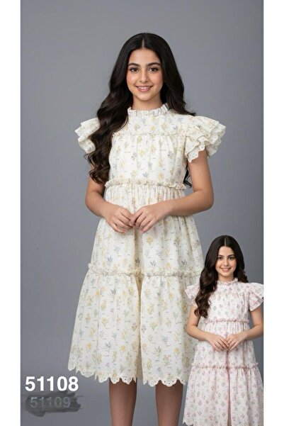 Rawai Roma فستان بناتي مشجر بياقة كشكش