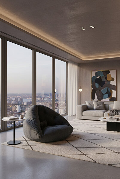 AVYNA Atelier Flow 2’si 1 Arada Yer Minderi & Armut Koltuk – Dokuma Kumaş, Er...