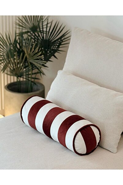 Hestia Home Silindir Yastık Kadife Çizgili