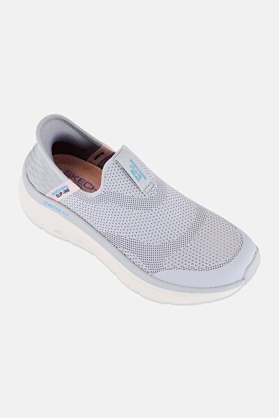 SKECHERS حذاء نسائي سهل الارتداء من دي لوكس ووكر، رمادي فاتح