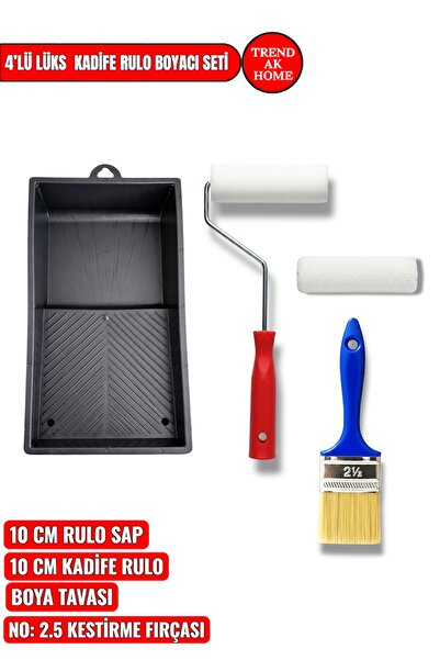 OSKAR FIRÇA 4’Lü Lüks Boyacı Seti |10 cm Kadife Rulo Sap+10 Cm Yedek Rulo+No:...