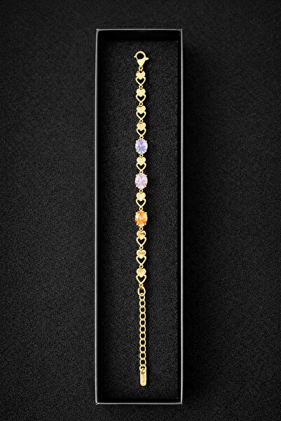 LuneraDesign Colorful Zircon Stone Gold Color Women's Bracelet – Stylish Desi...