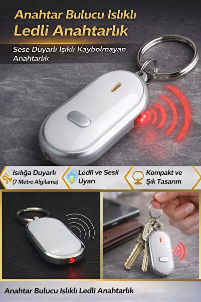 Hane Dostu Anahtar Bulucu Islıklı Ledli Anahtarlık – Sese Duyarlı Işıklı Kayb...