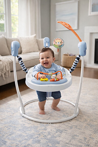 Tiibaby 2-in-1 Educational Baby Bouncy Castle with Music and Lights - Activit...